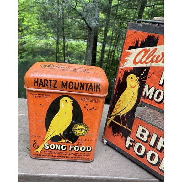 Vtg 1950’s Hartz Mountain Bird Foods Advertising Metal Bird Cage & Accessories ￼ - Picture 3 of 16